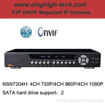 4CH 720p 960p 1080P P2p Onvif 2SATA H. 264 DVR NVR (NSN7204H)